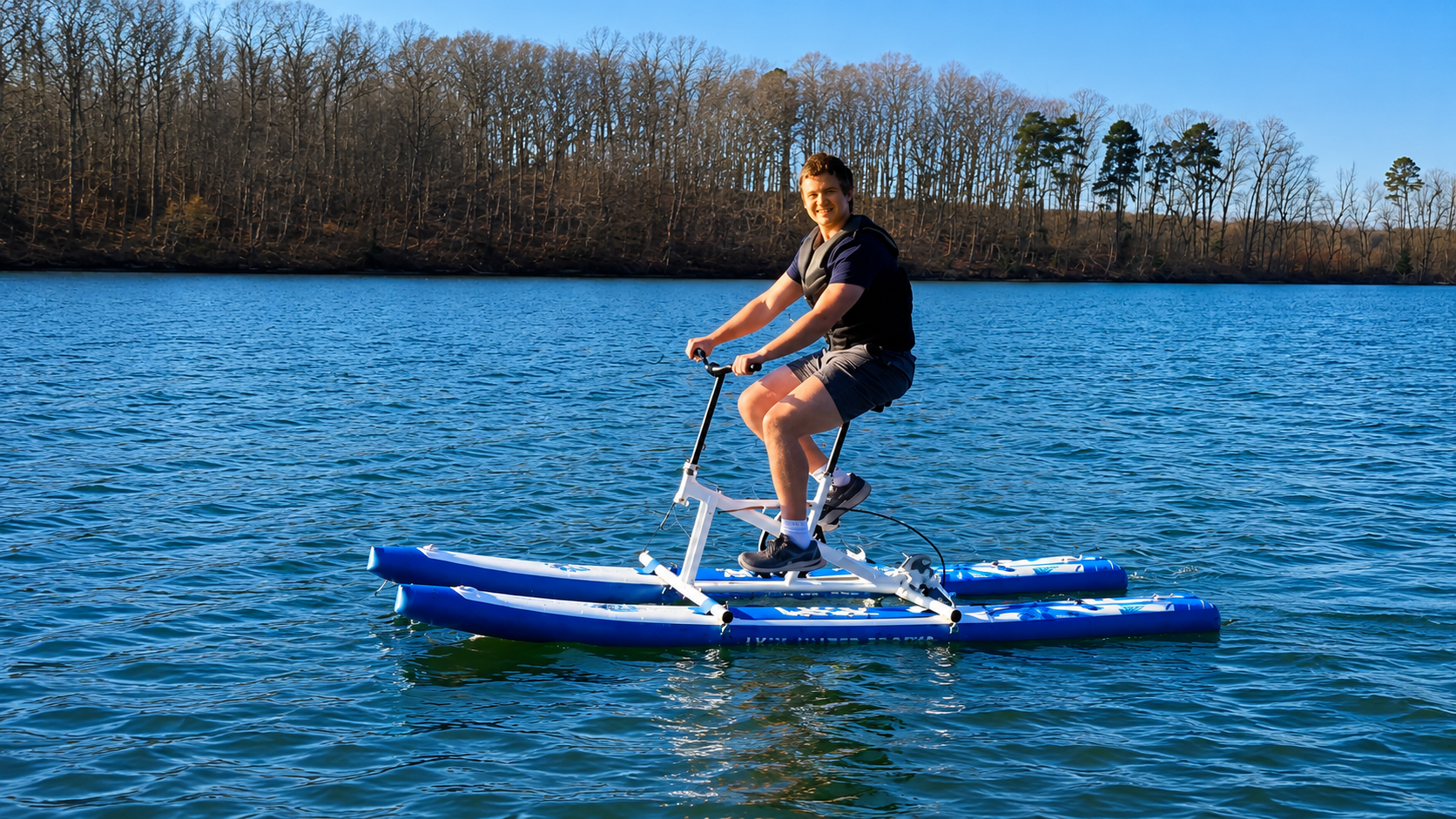 Side view of Single Lake Rider water bike